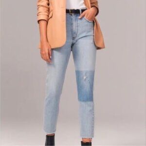 Abercrombie & Fitch Curve Love The Mom High Rise Patch Jeans - Women Sz 28 or 6